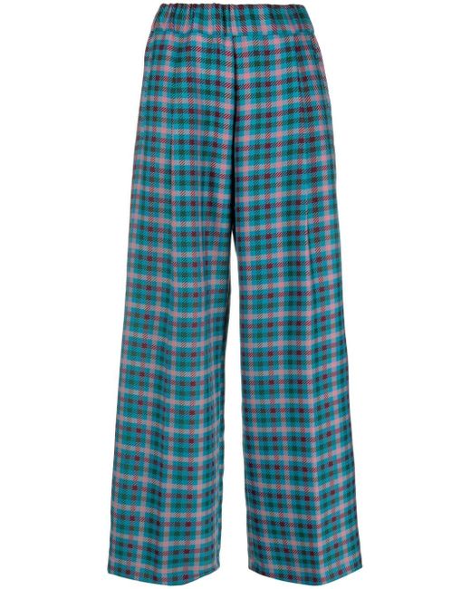 Semicouture checked wide-leg trousers