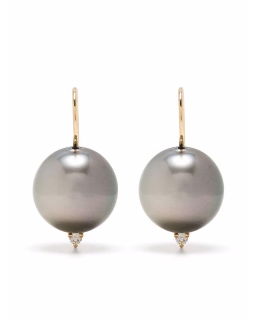Mizuki 14kt diamond pearl earrings