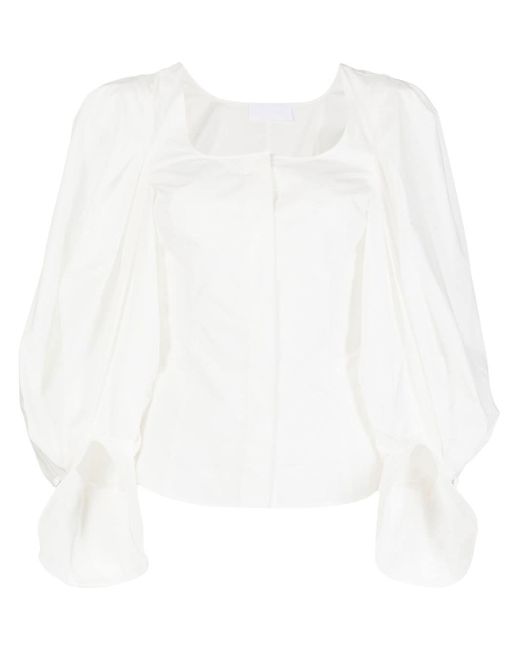 Mame Kurogouchi square-neck puff-sleeve blouse