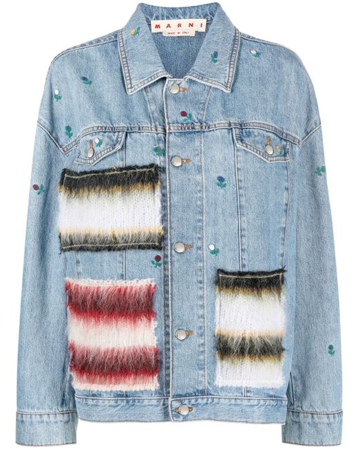 Marni mohair-patched denim jacket