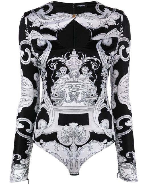 Versace Barocco-print cut-out bodysuit