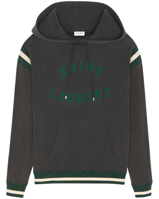 Saint Laurent logo-patch cotton hoodie