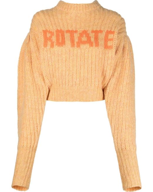 Rotate logo-print chunky-knit jumper