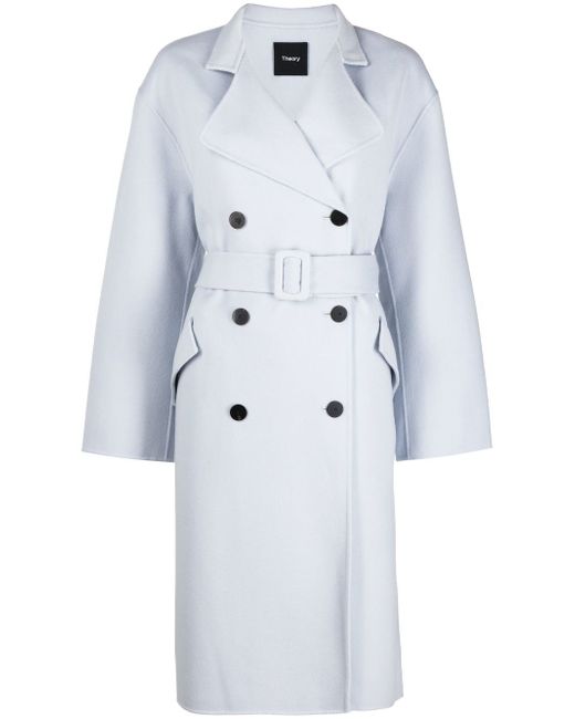 Theory double-breasted belted coat