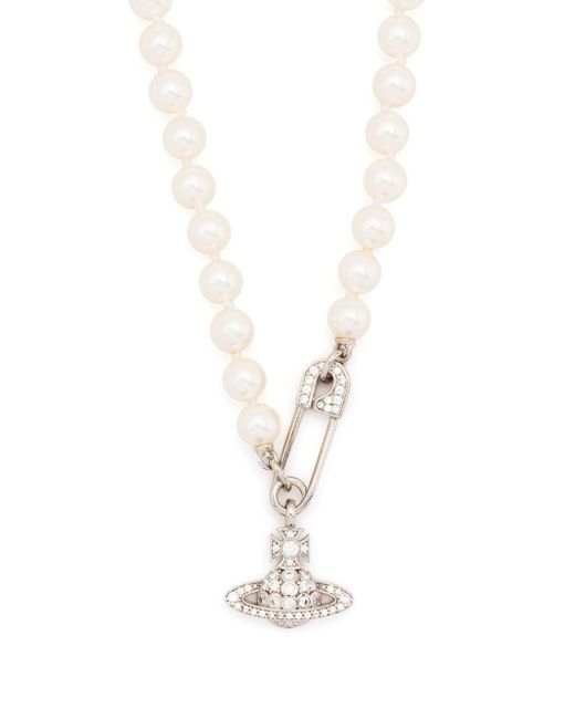 Vivienne Westwood Orb safety-pin pearl necklace