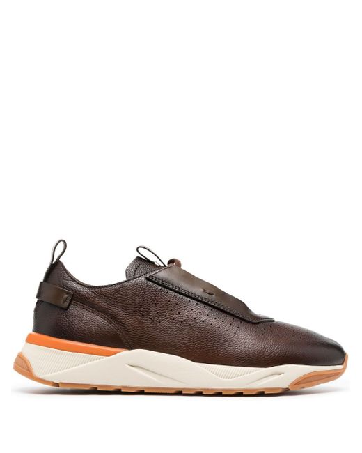 Santoni perforated-detail lace-up sneakers