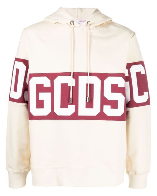Gcds logo-print panelled hoodie