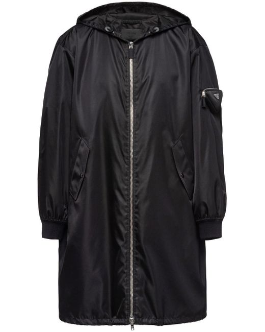 Prada Re-Nylon zipped hooded coat
