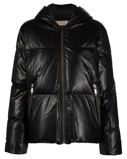 Michael Michael Kors faux-leather hooded puffer jacket