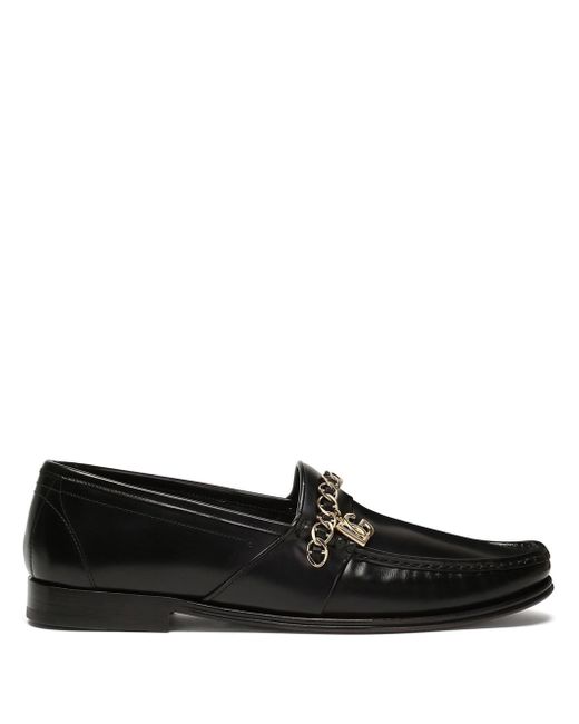 Dolce & Gabbana chain-trim leather loafers
