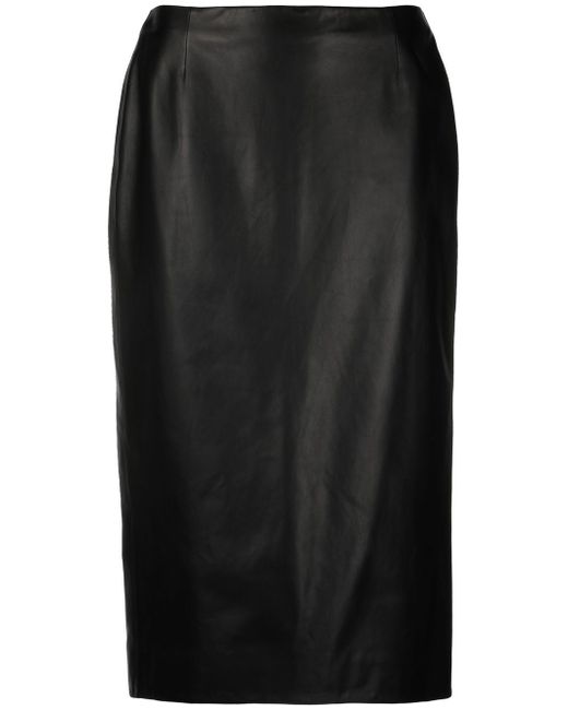 Ralph Lauren Purple Label fitted leather midi skirt