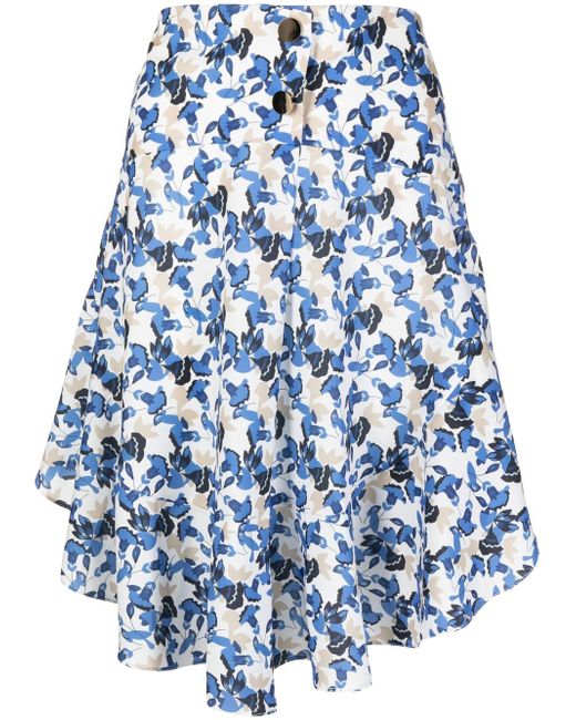 Bambah asymmetric floral-print skirt