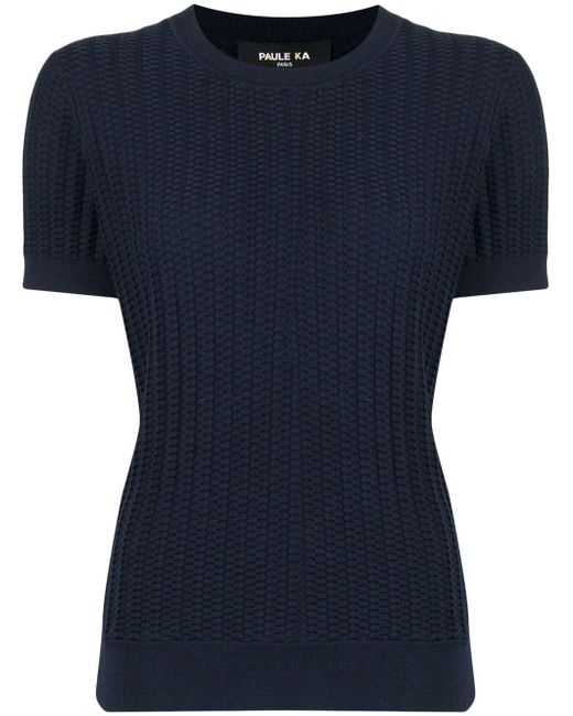 Paule Ka textured-knit short-sleeved top