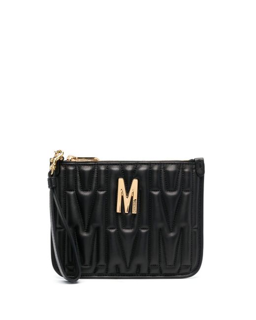 Moschino quilted logo-plaque clutch bag