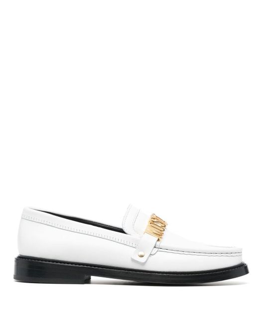 Moschino logo-plaque round toe loafers