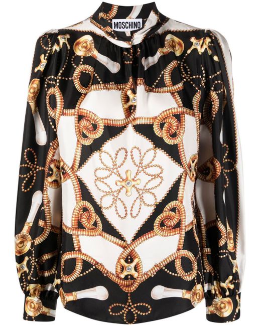 Moschino baroque pattern-print silk shirt