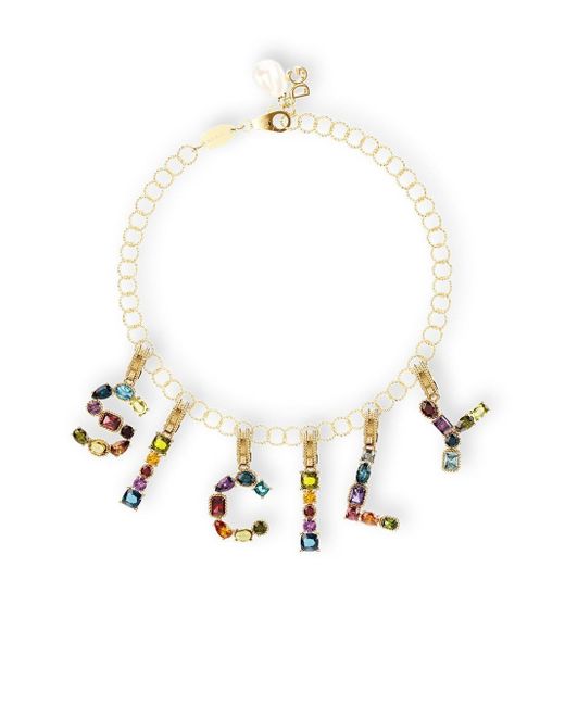 Dolce & Gabbana 18kt yellow pearl-embellished bracelet