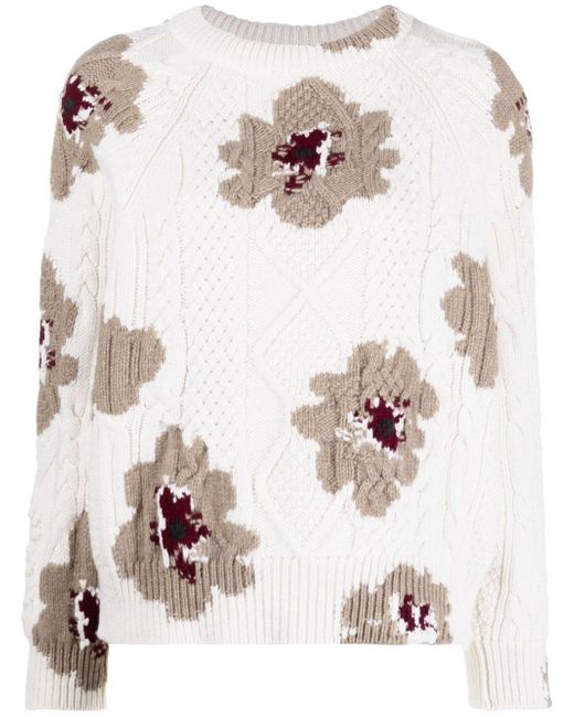Barrie floral-print cashmere jumper