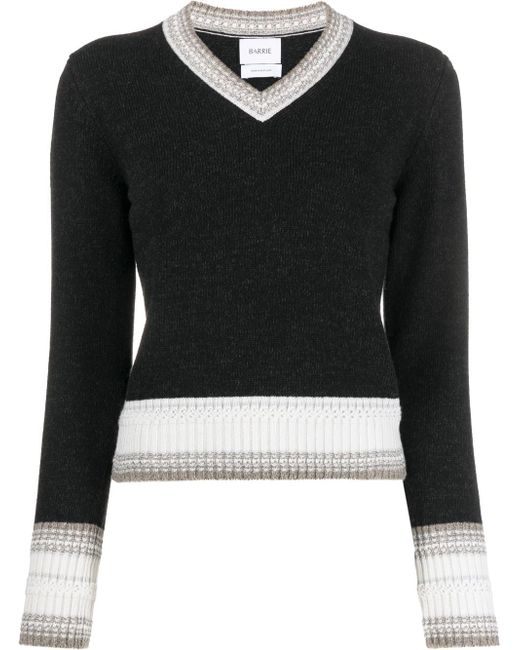 Barrie V-neck cashmere-knit top