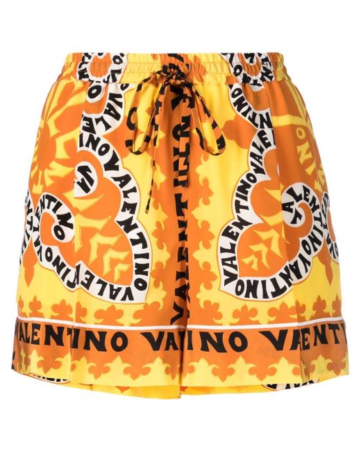 Valentino logo-print silk shorts