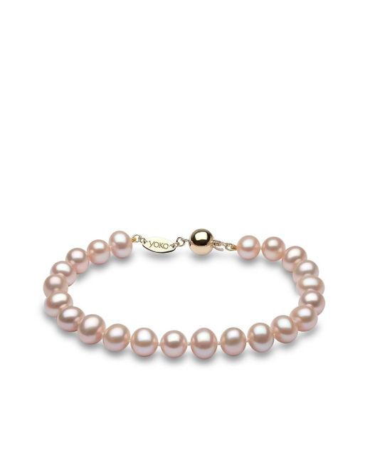 Yoko London 18kt yellow Classic 7mm pink freshwater pearl bracelet
