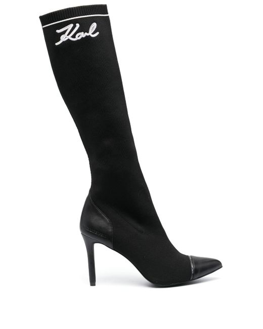Karl Lagerfeld Pandara 100mm knee-high logo boots