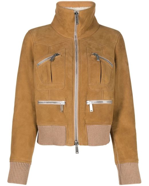 Dsquared2 ribbed-detail zipped-up bomber jacket