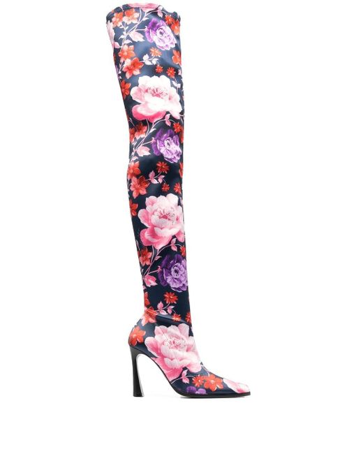 Magda Butrym floral-print knee-high boots 100mm