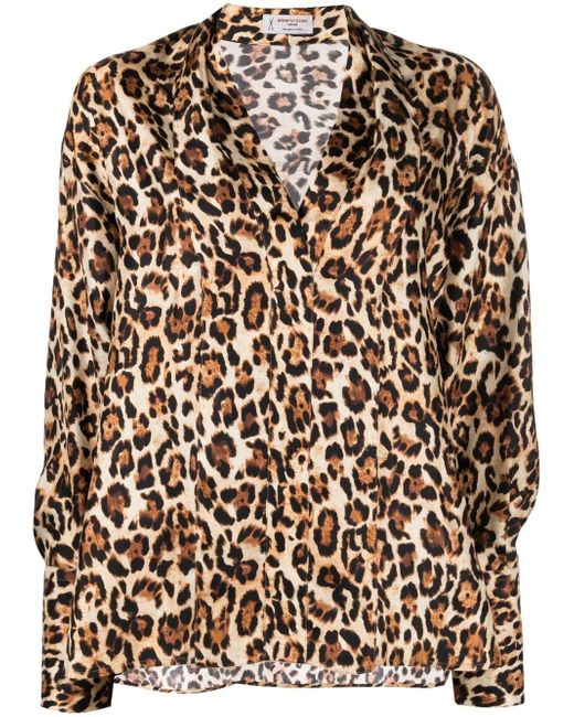Alberto Biani leopard-print satin shirt