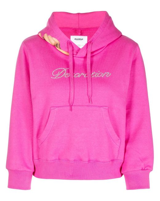 Doublet rhinestone-logo detail hoodie