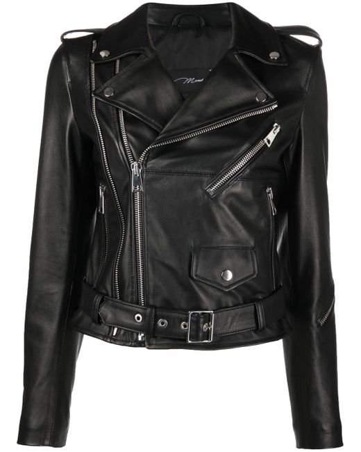 Manokhi zip-fastening leather biker jacket