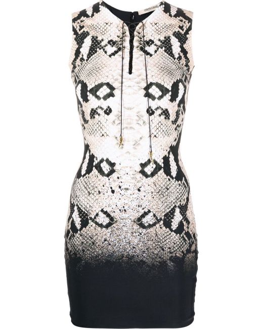 Roberto Cavalli snakeskin leopard-print fitted dress