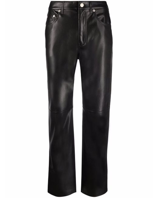 Nanushka faux-leather cropped straight-leg trousers