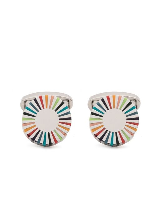 Paul Smith striped circular cufflinks