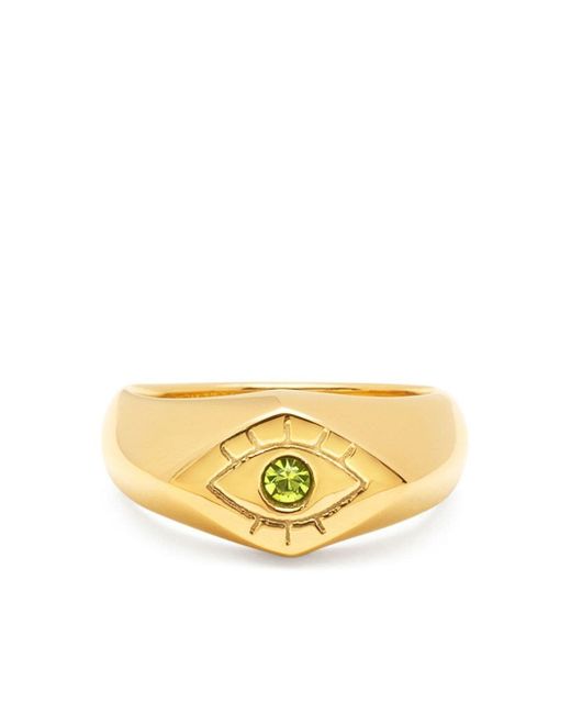 Nialaya Jewelry embellished evil-eye engraved signet ring