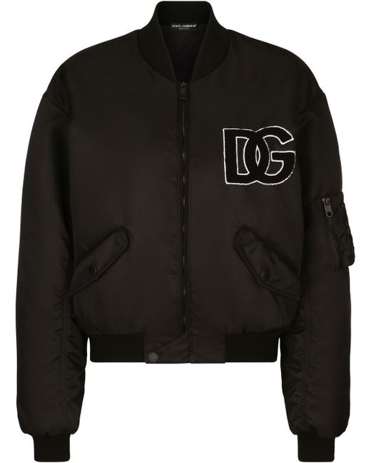 Dolce & Gabbana logo-patch zip-up bomber jacket