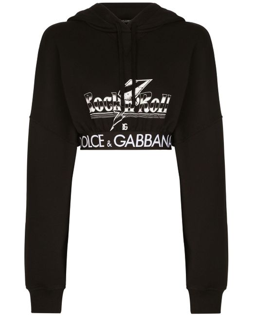 Dolce & Gabbana logo-print cropped cotton hoodie