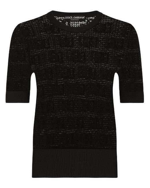 Dolce & Gabbana DG logo jacquard lace-stitch sweater
