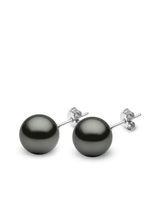 Yoko London 18kt white gold Classic 11mm Tahitian pearl stud earrings