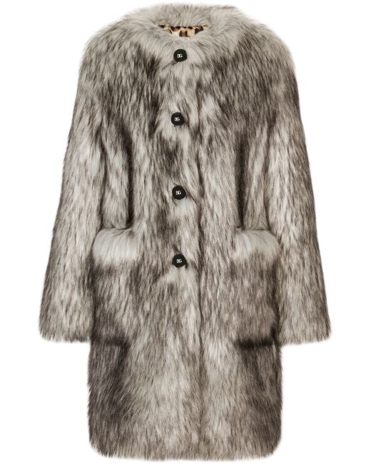 Dolce & Gabbana wolf-effect faux fur coat