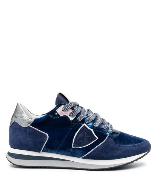 Philippe Model suede-panelled low top sneakers