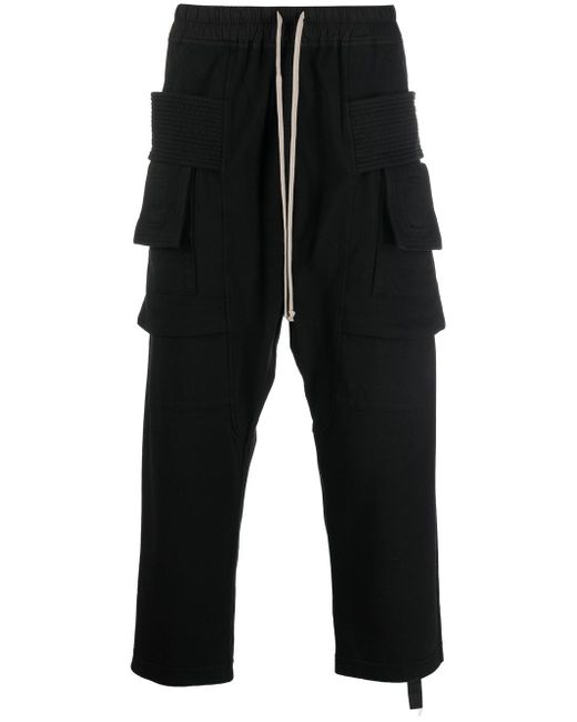 Rick Owens DRKSHDW drop-crotch cropped cargo trousers