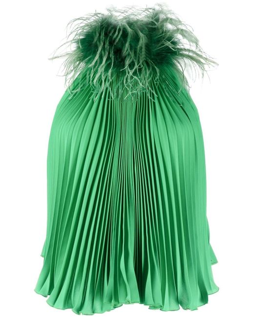 Styland pleated feather-trim blouse