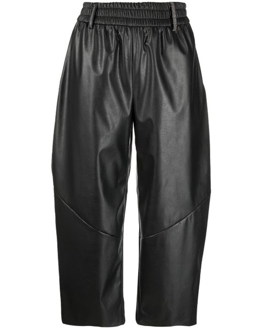 Fabiana Filippi faux-leather elasticated-waist cropped trousers