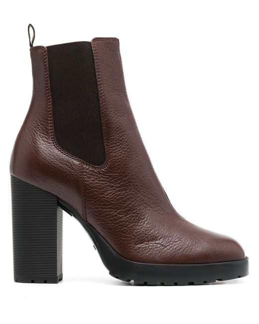 Hogan logo-tab leather ankle boots