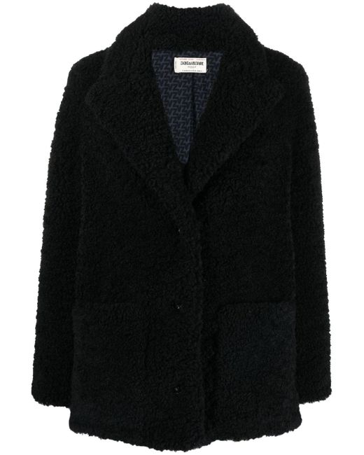 Zadig & Voltaire double-breasted faux shearling coat