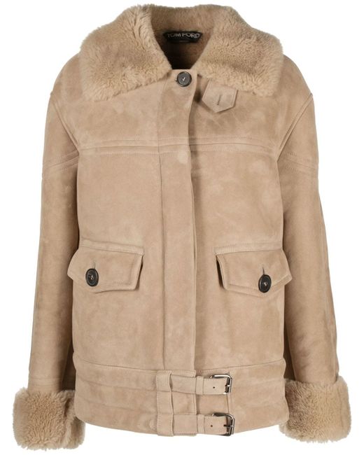Tom Ford single-breasted shearling-trim jacket