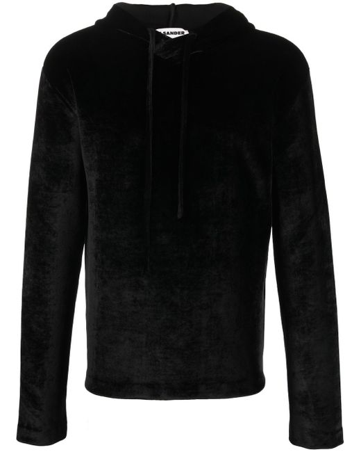 Jil Sander drawstring velvet hoodie