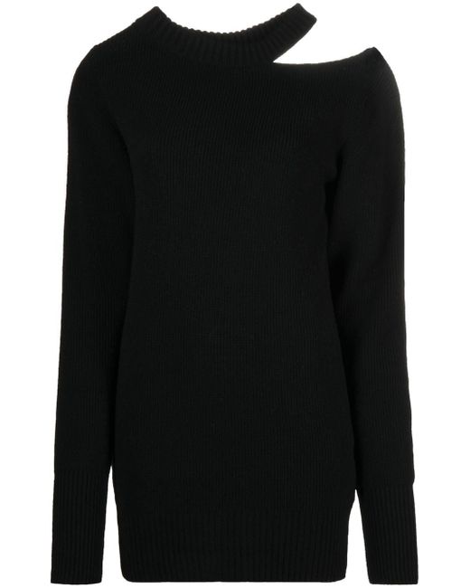 Sacai cut-out shoulder rib-knit sweater