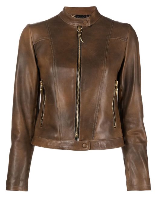 Roberto Cavalli slim-cut leather jacket